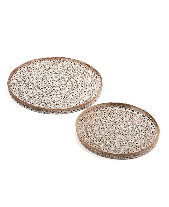 Two's Company Katla Brown Speckled Platters - Set of 2 - Macy's