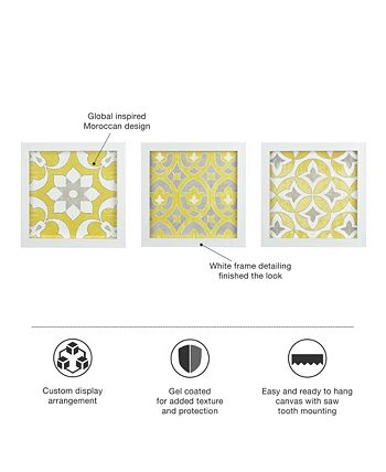 JLA Home - Tuscan Tiles 3-Pc. Framed Gel-Coated Wall Art Set