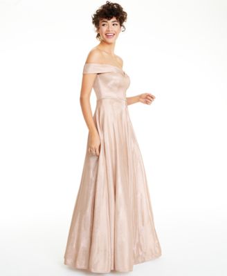 macy's off the shoulder prom dress