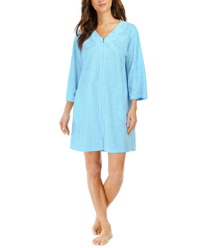 Miss Elaine Micro Terry Short Zipper Robe Macy's