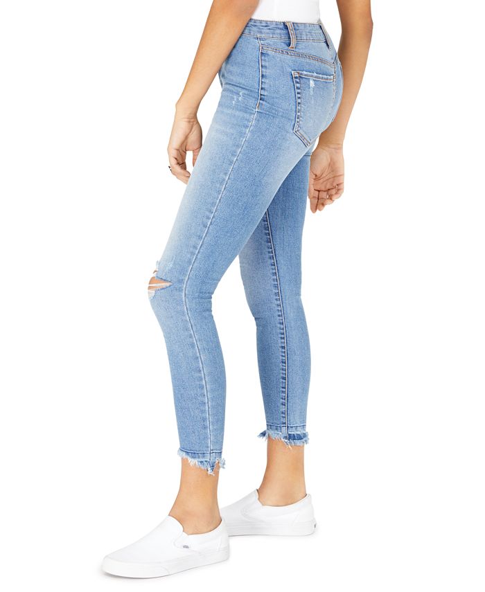 Tinseltown Juniors' Ripped Released-Hem Skinny Jeans - Macy's