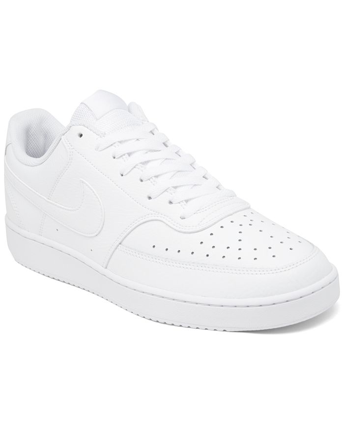 Mens Court Vision Low Casual Shoes in White/White Size 10.5 Leather Finish Line Men Shoes Flat Shoes Casual Shoes 