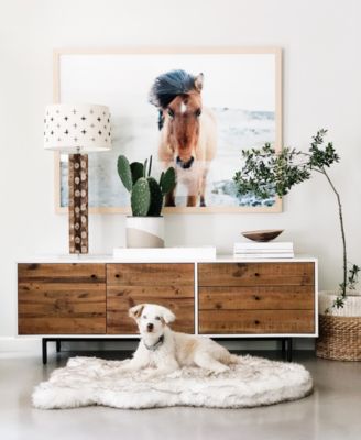 sideboard with dog bed underneath