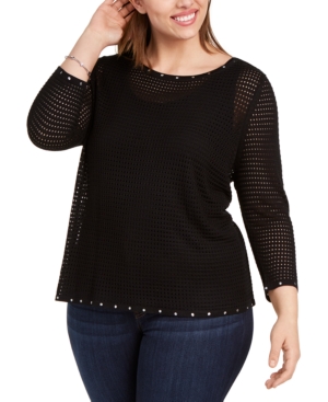 BELLDINI PLUS SIZE EMBELLISHED MESH TOP