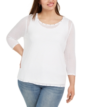 BELLDINI PLUS SIZE EMBELLISHED MESH TOP