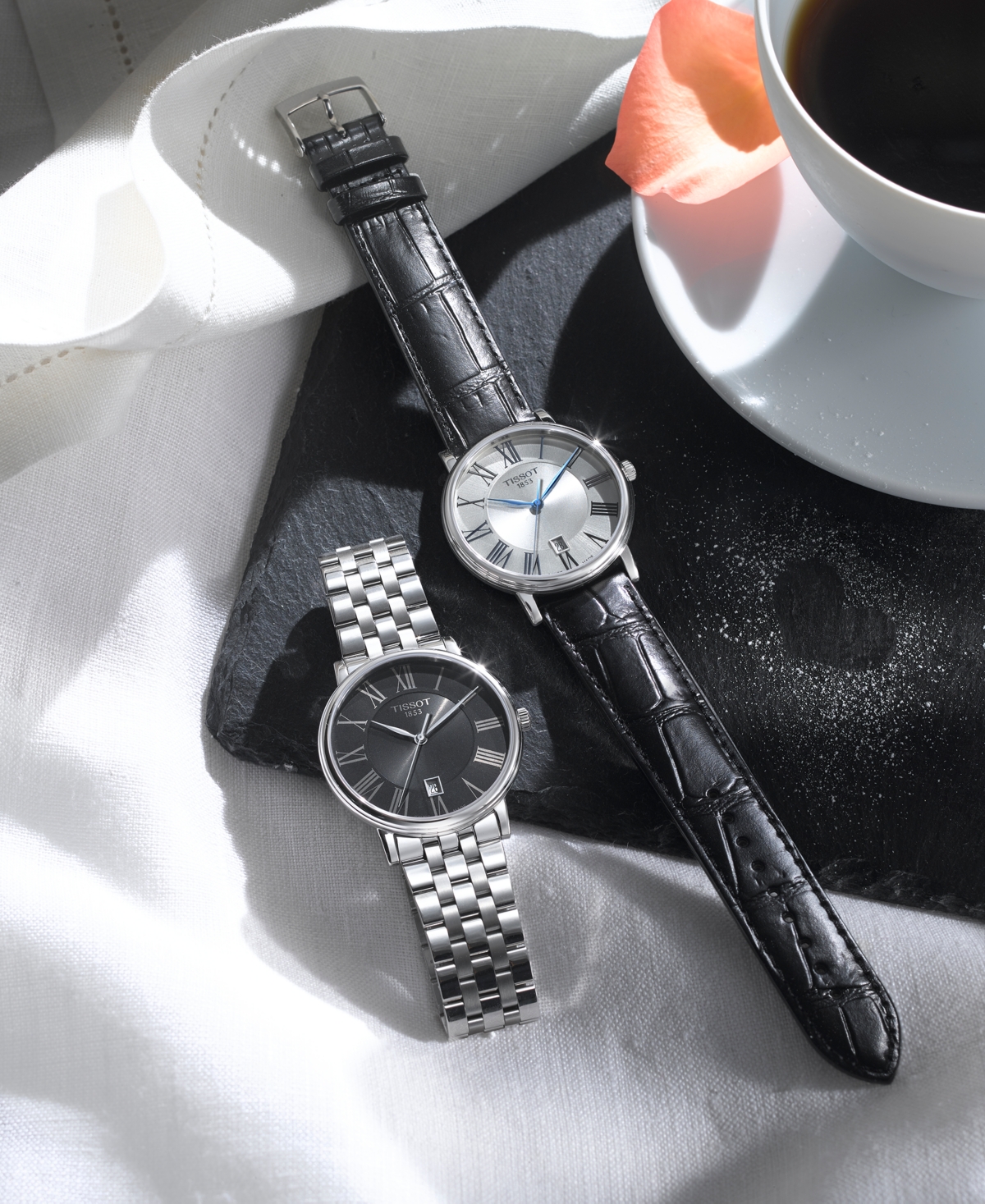 Shop Tissot Men's Swiss Carson Premium Black Leather Strap Watch 40mm