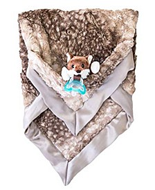 Plush Luxie Pocket Blanket with Pocket and Strap Holder with Razbuddy and Jollypop Pacifier