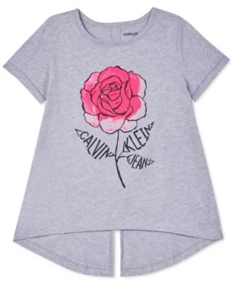 Calvin Klein - Split-Back Rose T-Shirt