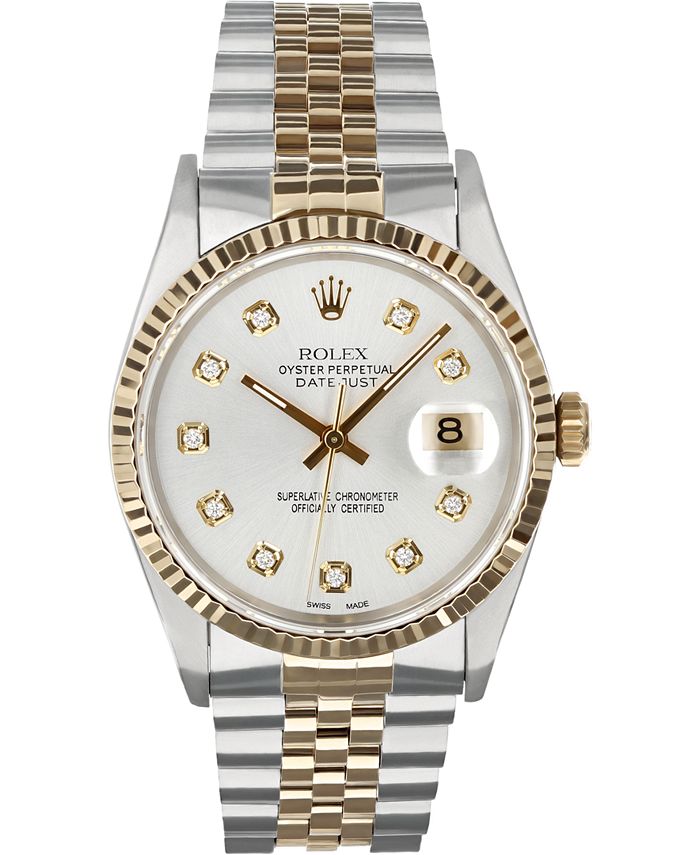 Pre-Owned Rolex Men's Swiss Automatic Two-Tone Datejust Jubilee 18K Yellow  Gold & Stainless Steel Bracelet Watch, 36mm - Macy's