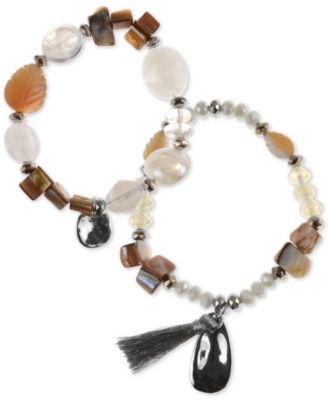 Style & Co - 2-Pc. Set Stone & Tassel Beaded Stretch Bracelets