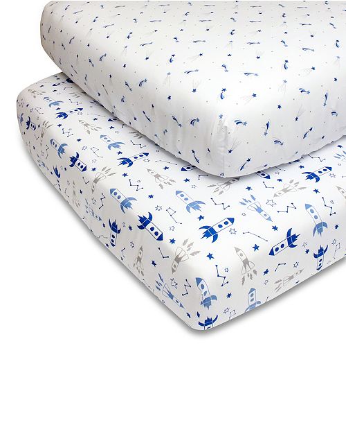 The Peanutshell Ps By Blue Rockets And Stars Crib Sheet 2 Pack