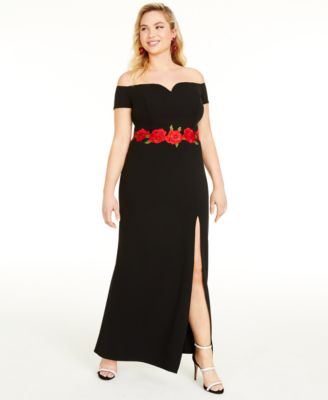 B Darlin Trendy Plus Size Floral Appliqué Gown - Macy's