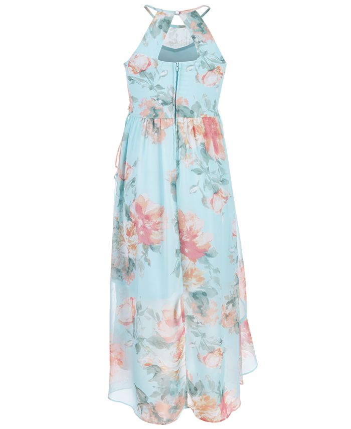 Sequin Hearts Big Girls Floral-Print Faux Wrap Dress - Macy's