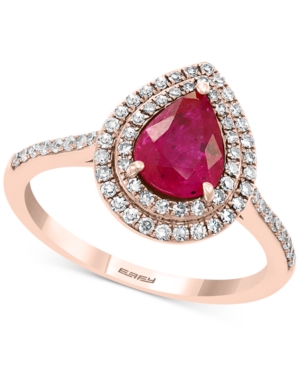 image of Effy Certified Ruby (7/8 ct. t.w.) & Diamond (1/3 ct. t.w.) Ring in 14k Rose Gold