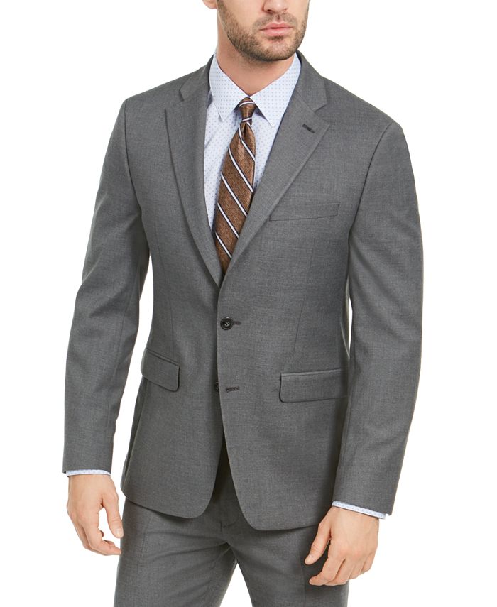 Van Heusen Men's Slim-Fit Medium Gray Sharkskin Suit - Macy's