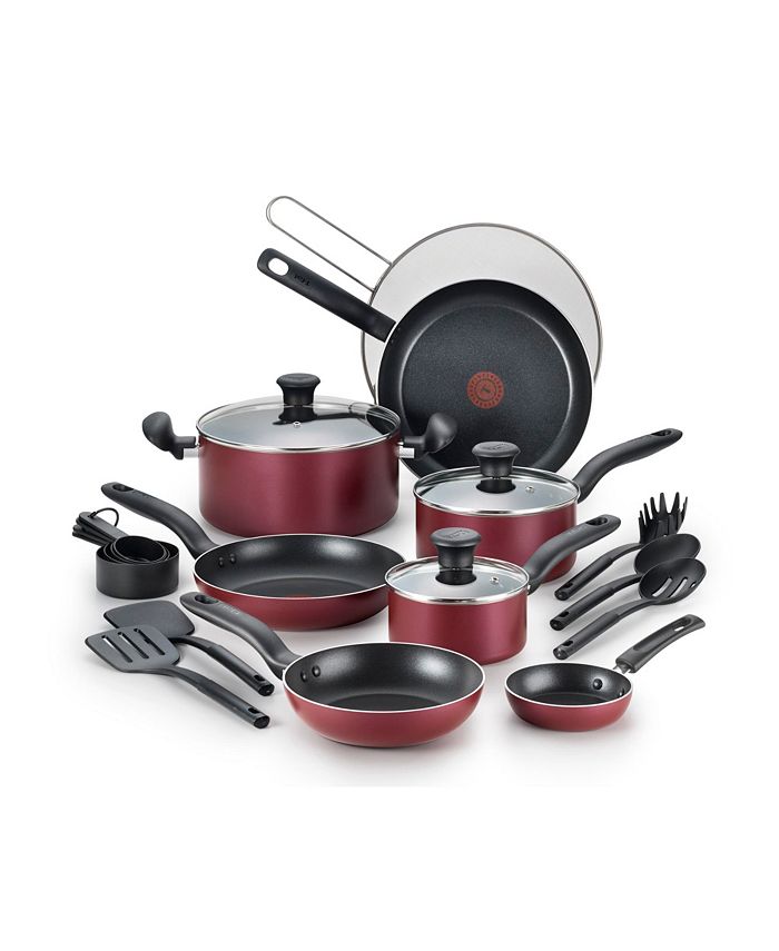 T-fal Essentials Nonstick Aluminum 20 Piece Cookware Set & Cooking Utensils  & Reviews