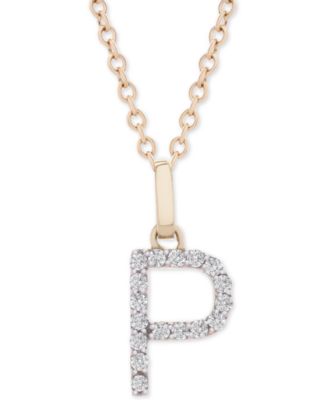Diamond Initial Pendant Necklace (1/10 ct. t.w.) in 14k Gold, 17" + 1" Extender