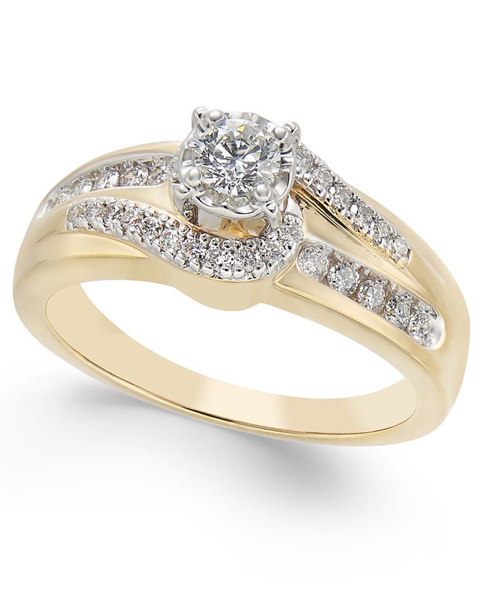 Macy's Diamond Open-Setting Swirl Engagement Ring (1/2 ct. t.w.) in 14k ...