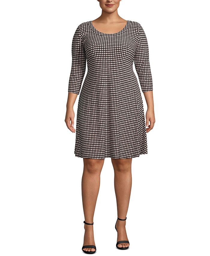 Anne Klein Plus Size Dot-Print Fit & Flare Dress - Macy's