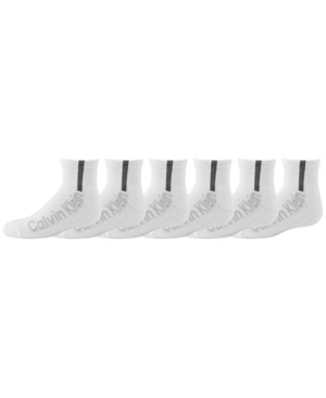 Calvin Klein Big Boys Quarter Length Performance Socks 6 Pack