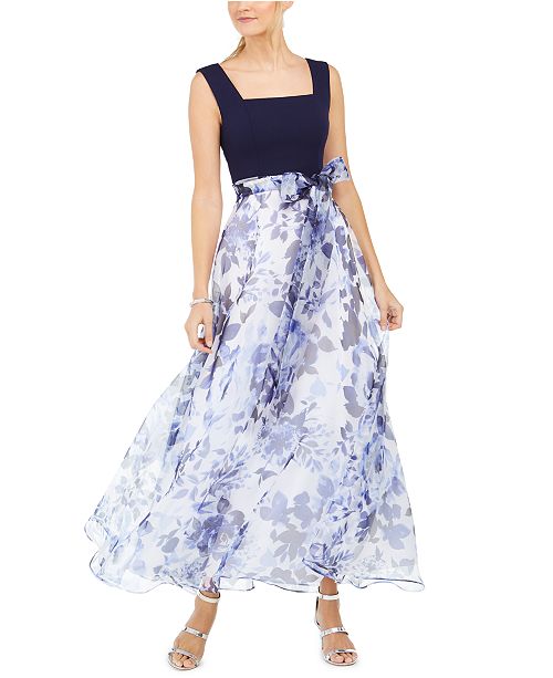 Eliza J Petite Floral-Print Gown  