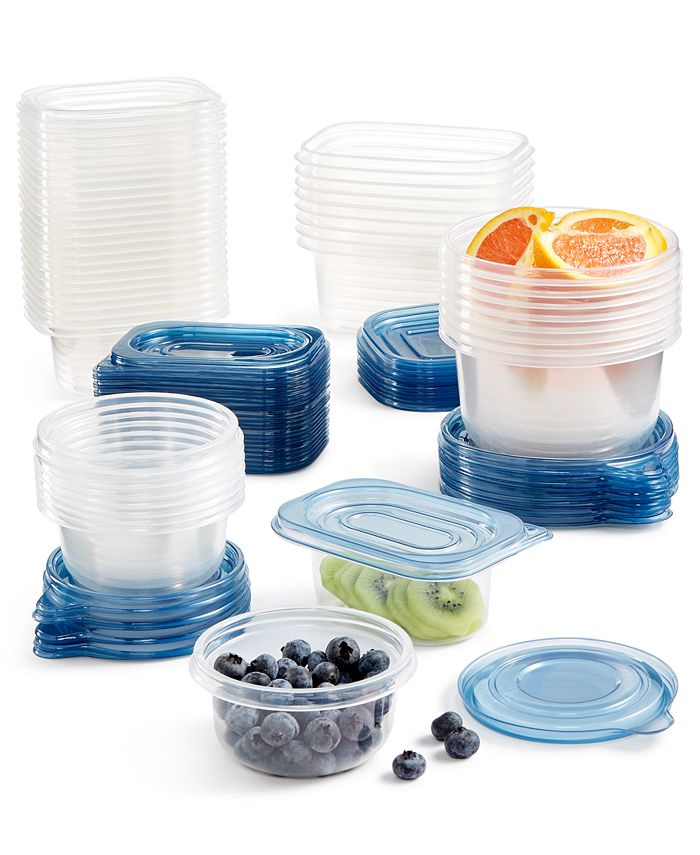 Gourmet Solutions 50pc Food Storage Set with Tote Clear with Blue Lids 