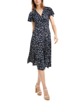 Michael Kors Floral-Print Wrap-Style Dress - Macy's