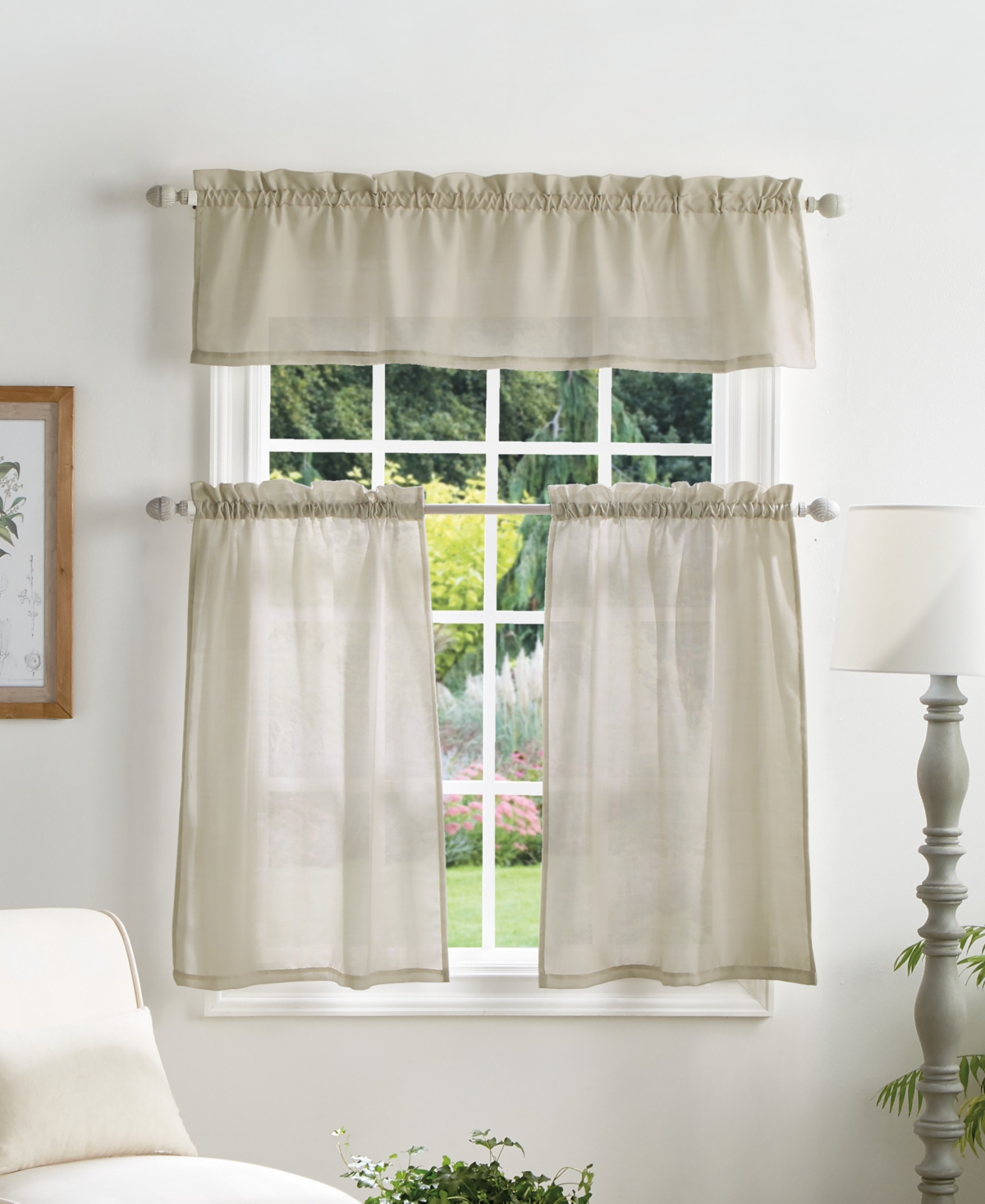 Bedford Plaid Backtab Blackout Valance & Tiers Set, Created For Macy's - Linen