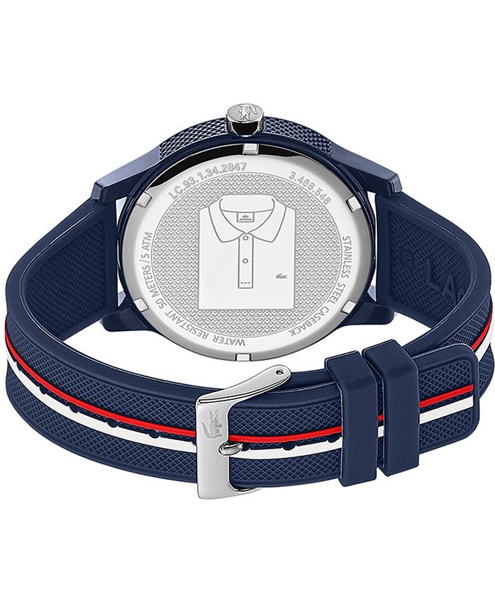 Lacoste Men's Swiss 12.12 Blue Silicone Strap Watch 42mm Macy's
