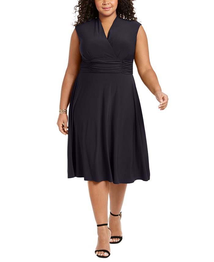 Jessica Howard Plus Size Ruched-Waist Dress - Macy's