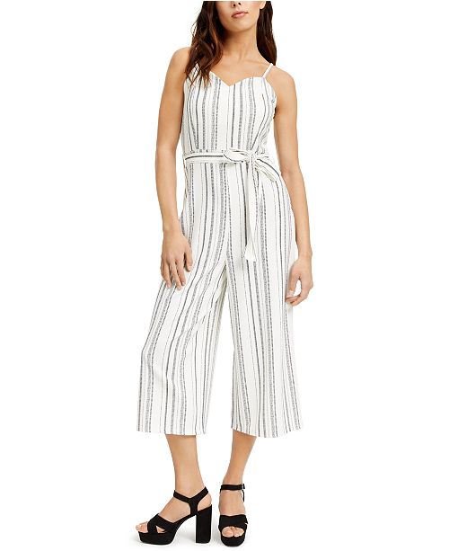 Almost Famous Juniors Belted Striped Jumpsuit Reviews Pants