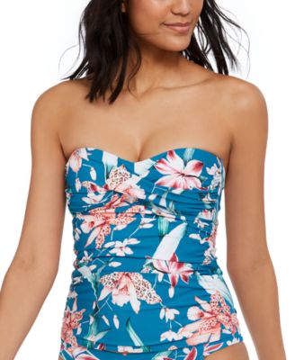 La Blanca - Flyaway Orchid Printed Bandeau Tankini Top