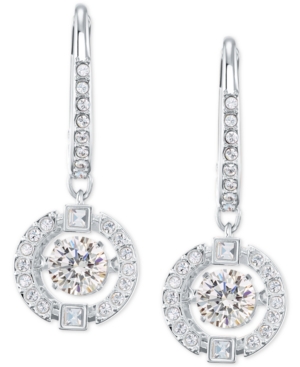 image of Swarovski Silver-Tone Caged Crystal Drop Earrings