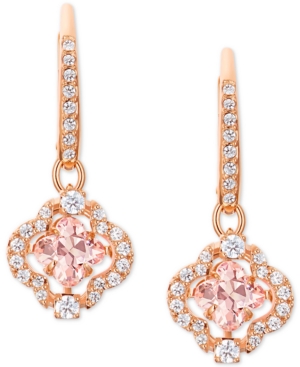 image of Swarovski Rose Gold-Tone Crystal Clover Drop Earrings