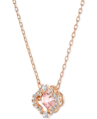 Rose Gold-Tone Crystal Flower Pendant Necklace, 14-7/8" + 2" extender
