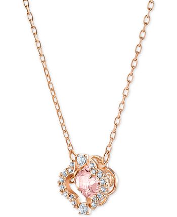 Swarovski - Rose Gold-Tone Crystal Flower Pendant Necklace, 14-7/8" + 2" extender