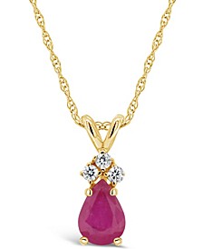 Ruby (1/2 ct. t.w.) and Diamond Accent Pendant Necklace in 14k Yellow Gold (Also in Sapphire & Emerald)