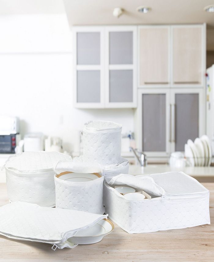 Richards Homewares China Storage Tabletop Quilted Vinyl Dinnerware Storage Set of 6 Macy's