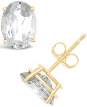 image of White Topaz (3-1/5 ct. t.w.) Stud Earrings in 14K White or Yellow Gold