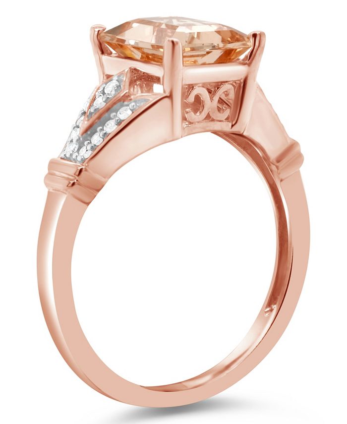 Macy's - Morganite (2 ct. t.w.) and Diamond (1/10 ct. t.w.) Ring in 14K Rose Gold-Plated Sterling Silver