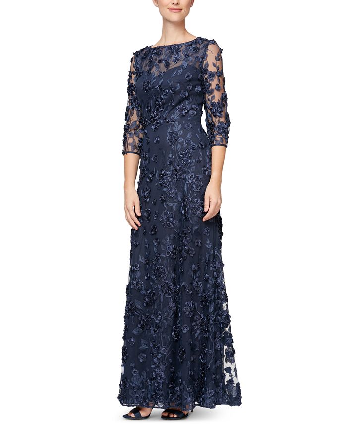 Alex Evenings 3D Floral Gown Created for Macy s Macy s