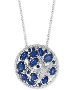 image of Effy Sapphire (3 ct. t.w.) & Diamond (1/5 ct. t.w.) Starfish 18