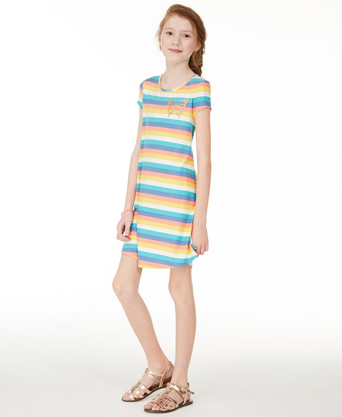 Epic Threads Big Girls Rainbow Stripe T Shirt Dress Created for