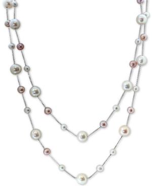 image of Effy White Cultured Freshwater Pearl (8-1/2 & 4-1/2mm) & Pink Cultured Freshwater Pearl (5-1/2mm) 18 & 20