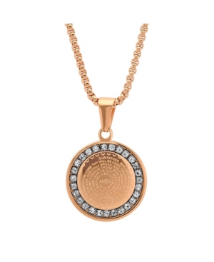 image of Steeltime 18K Micron Rose Gold Plated Father Prayer Double Sided Stainless Steel Pendant Necklace