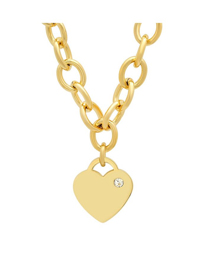 STEELTIME Ladies Stainless Steel 18K Micron Gold Plated Heart Charm ...