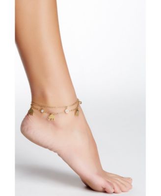 18K Gold Plated Stainless Steel Elephant Charm Adjustable Anklet