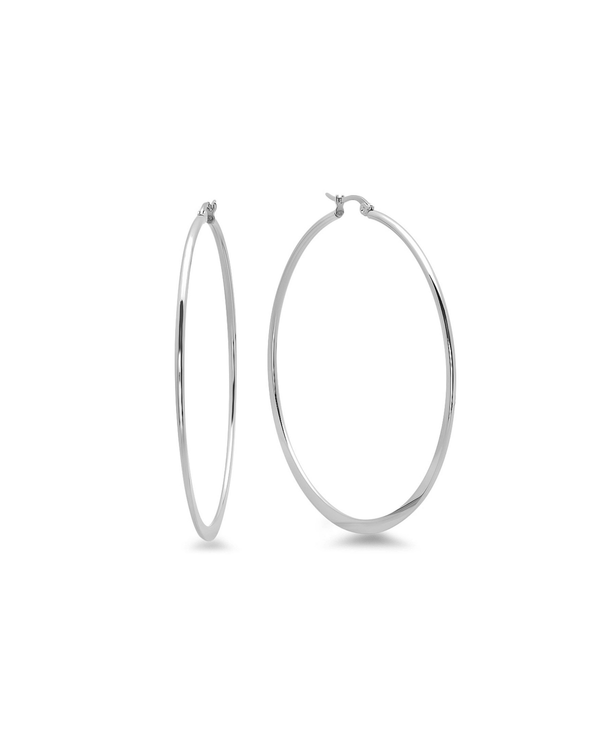 Stainless Steel Hoop Earrings - Silver-Plated