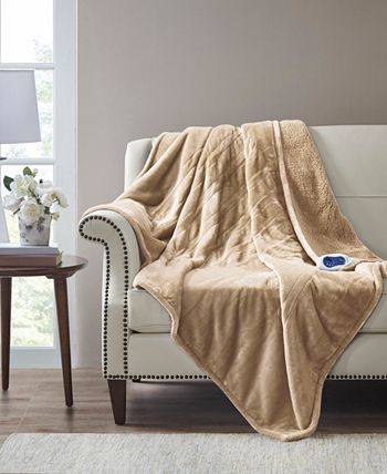 Beautyrest - Oversized Solid Microlight Reverses to Micro Berber Electric Throw