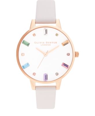 Olivia Burton - Women's Rainbow Blossom Leather Strap Watch 34mm